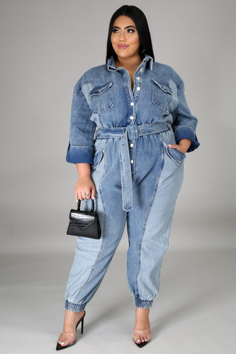 Plus Denim Jumpsuit