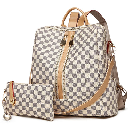 Checkered Backpack Set