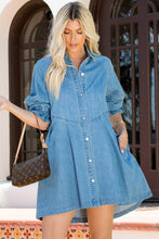 Load image into Gallery viewer, Loose Fit Denim Dress with Pockets