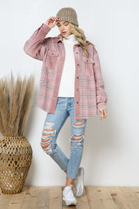 Loose Fit Plaid Velvet Button Down