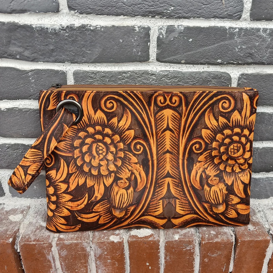 Tooled Print Clutch